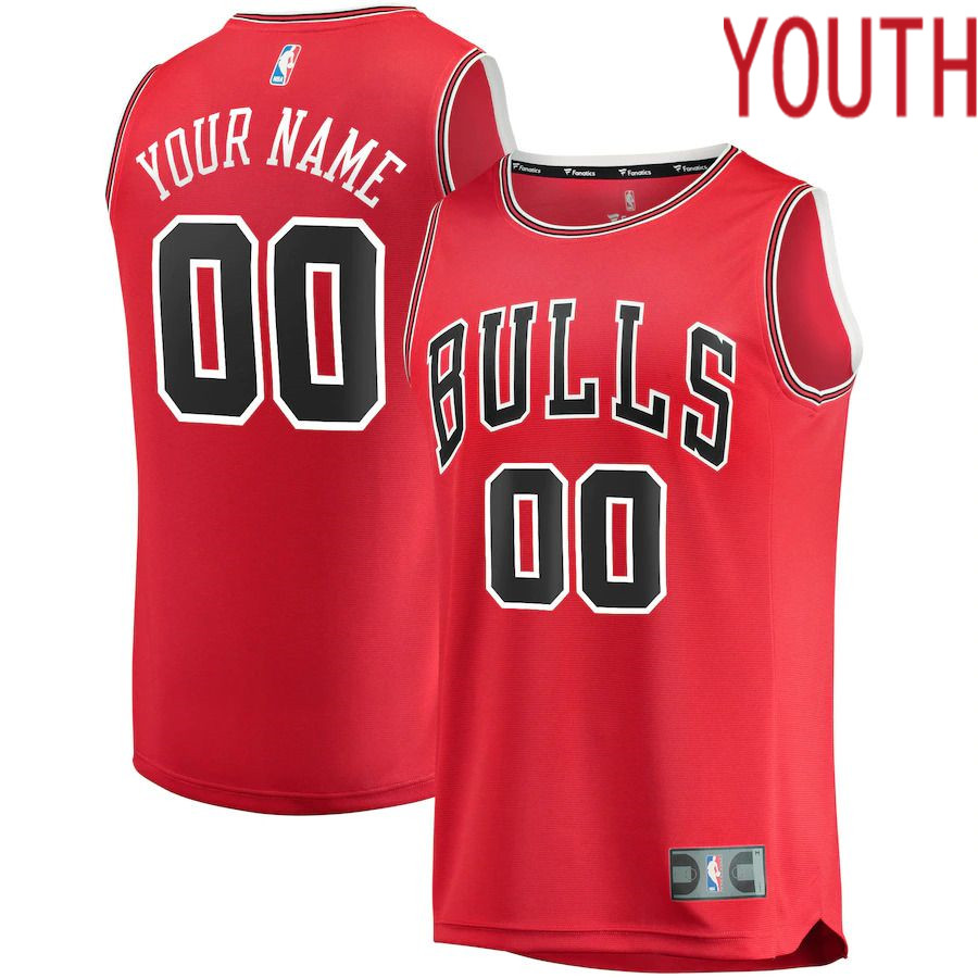 Youth Chicago Bulls Fanatics Branded Red Fast Break Custom Replica NBA Jersey->youth nba jersey->Youth Jersey